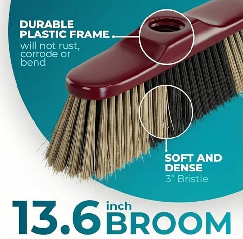 HELOMOR Indoor Broom with Dustpan Combo Set, Long Handle Floor Sweeping Broom - Image 4