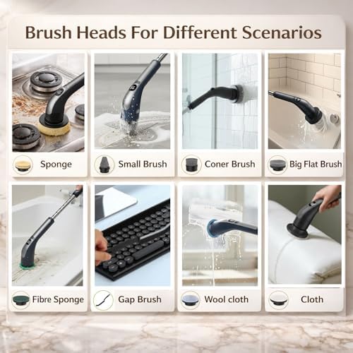 LIVINGPRO Electric Spin Scrubber, Cordless Cleaning Brush - Image 4