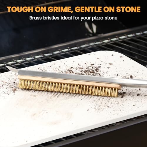 21'' Pizza Brush with Stainless Steel Stone Scraper - Image 2