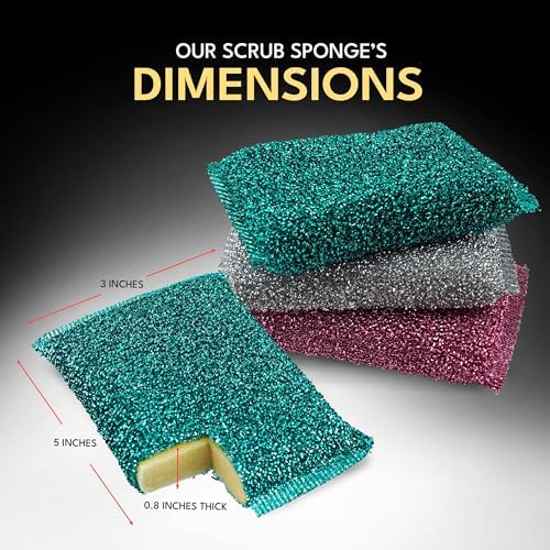 Dish Sponges for Kitchen Non-Scratch Scrub Sponges for Dishes, Stainless Steel - Image 4