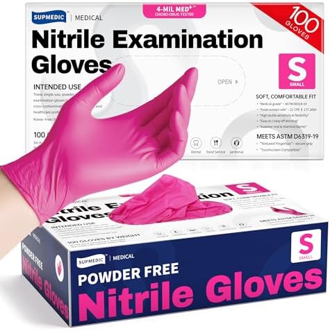 Supmedic 4 Mil MED Exam Gloves, Latex & Powder-Free Orchid 100 Ct by Supmedic