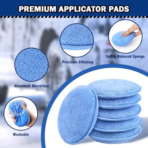 AIDEA Car Wax Applicator Pad, Microfiber Applicator Pad, Polishing Pads-12pk - Image 2