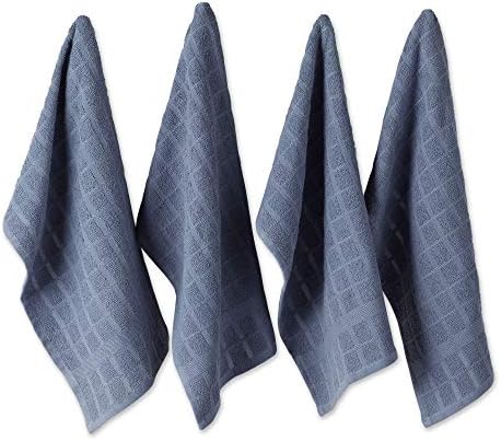 DII Basic Terry Collection Windowpane Dishtowel Set, Stonewash Solid, 4 Piece by DII
