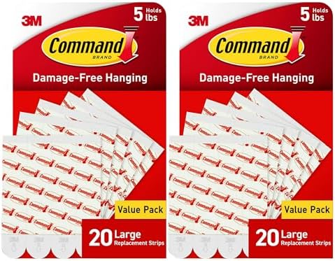 Command Indoor Large Replacement Strips, Holds up to 5 lb, 40 Adhesive Strips – by Command