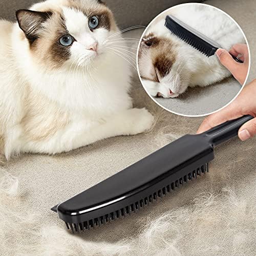 Rubber Broom with Squeegee Fur and Long Handle, Carpet Rake and Lint Brush Set - Image 3