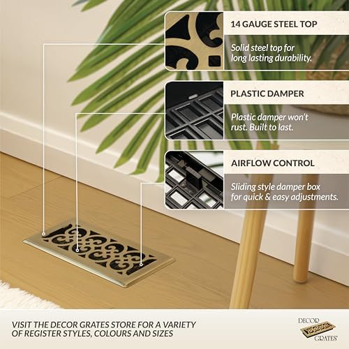 Decor Grates SPH410-A Scroll Design Floor Register, Antique Brass Finish - Image 2