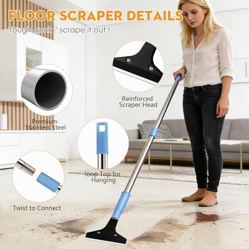 4-Inch Razor Blade Floor Scraper, Long Handle Heavy Duty 37-51.5 Inch - Image 4