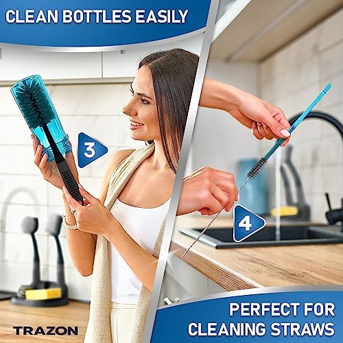 Dish Brush Set of 5 with Holder - Image 4