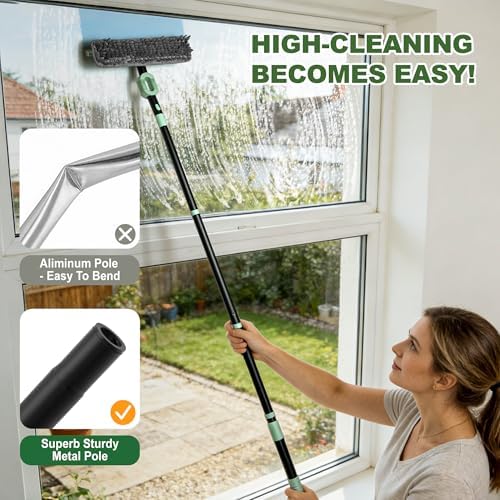 Window Squeegee with Extension Pole, 73.6 Inch Bendable Head Telescoping Long - Image 3