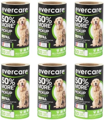 Evercare Pet Lint Roller Refill Extra Sticky All Purpose, 6 Pack, 60 Sheets Each by Evercare