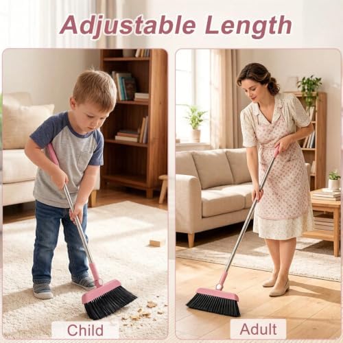 Pink 3-in-1 Broom and Foldable Dustpan Set - Image 5