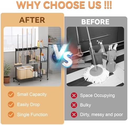 2 in 1 Metal Cleaning Carts on Wheels - Image 7