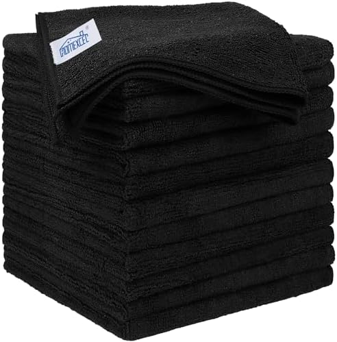 HOMEXCEL Black Microfiber Cleaning Cloth 12 Pack, 12.5 x 12.5 inch Microfiber by HOMEXCEL