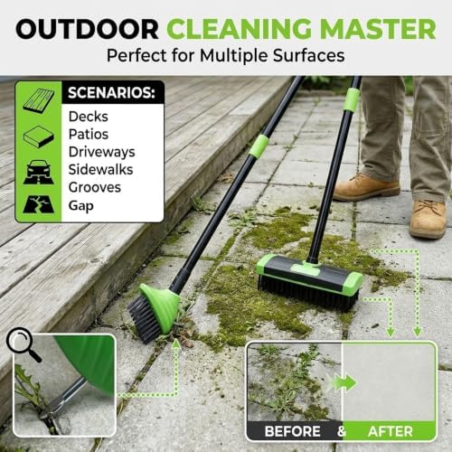 3-in-1 Floor Scrub Brush with Long Handle, Weed Brush - Image 5