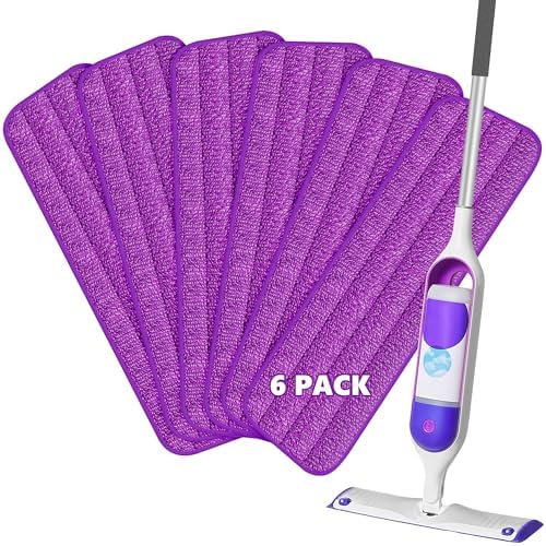 HOMTOYOU Reusable Mop Pads for Swiffer PowerMop: 6 Pack Microfiber Refills by HOMTOYOU