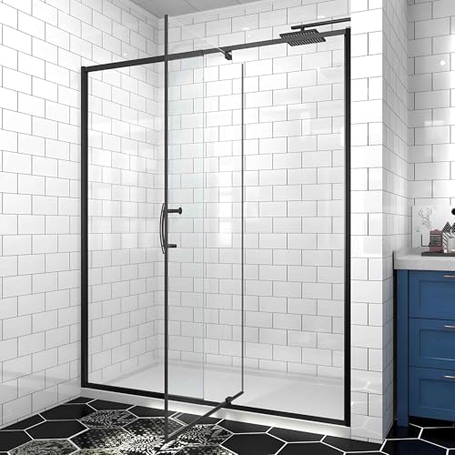 Pivot Glass Shower Door 56-60 in.W x 71 in.H, Matte Black Finish by RodkedcProductCollection