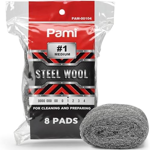 PAMI #1 Medium Coarse Steel Wool Pads, Non-Scratch Dish Scrubber by PAMI