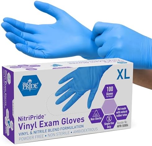 MED PRIDE Nitrile/Vinyl Blend Exam Gloves, Powder-Free by MEDPRIDE