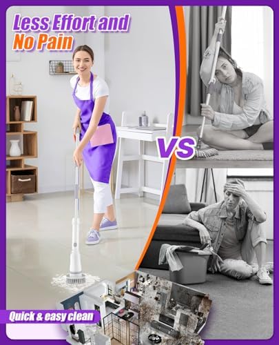 6-in-1 Cordless Electric Spin Scrubber, Extendable Reach - Image 3
