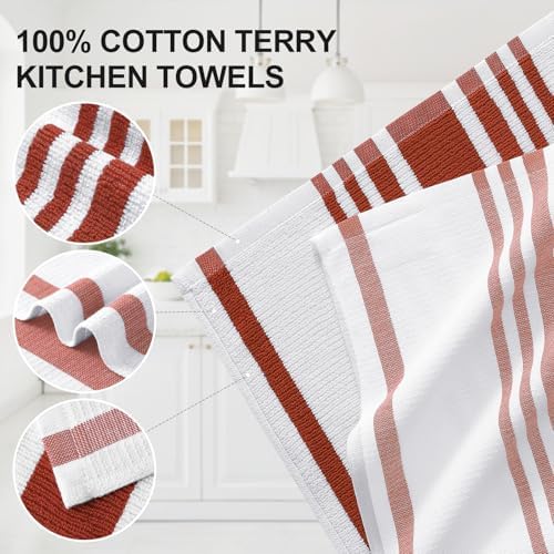 Homaxy Premium Cotton Stripe Kitchen Towels 8 Pack - Image 2