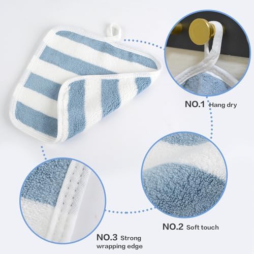 Microfiber Facial Cloths Fast Drying Washcloth 8x8inch Stripes 6 pack - Image 3