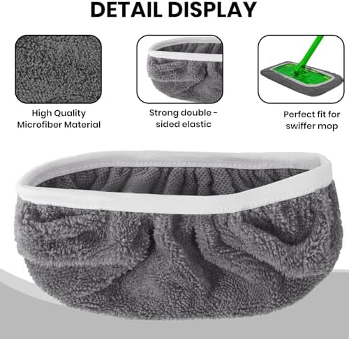 6 Pack Reusable Microfiber Mop Pads - Image 3