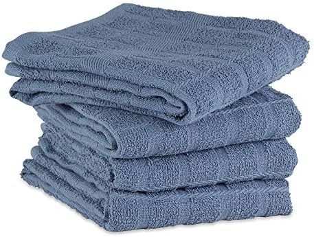 DII Basic Terry Collection Windowpane Dishtowel Set, Stonewash Solid, 4 Piece - Image 2