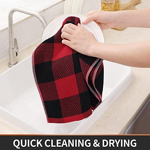 Homaxy 100% Cotton Plaid 4 Pack Kitchen Towels - Image 6