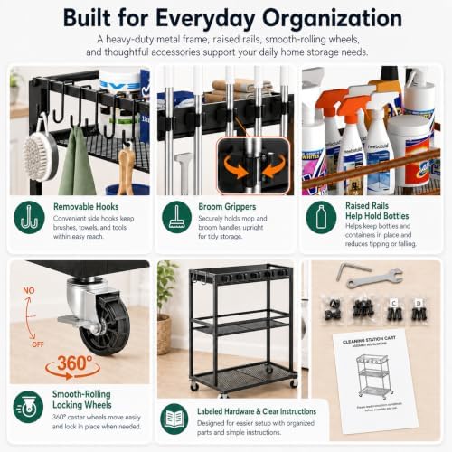 Cleaning Supplies Organizer Cart - Image 7