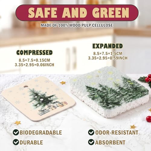 Hahafelt 36 Counts Vintage Christmas Compressed Cellulose Sponges Bulk - Image 2