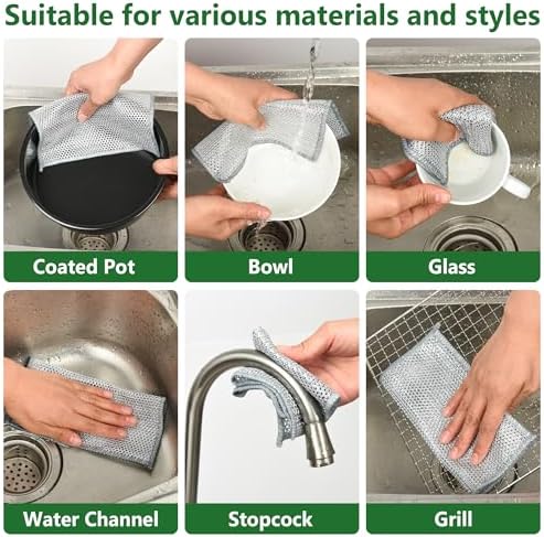 6PCS Double-Layer Wire Dishcloth, Non-Scratch Wire Dishwashing Rags - Image 5