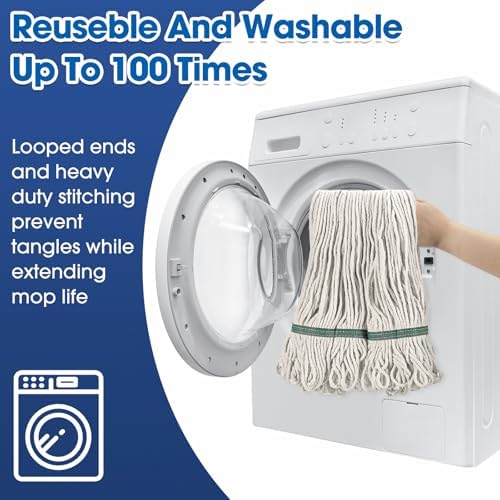 Eccliy 3 Pack Commercial Mop Head Replacement, Cotton String - Image 4