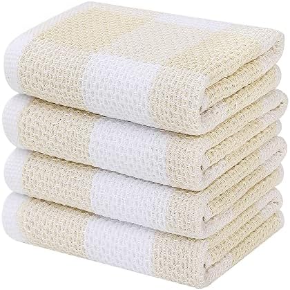 Homaxy 100% Cotton Plaid 4 Pack Kitchen Towels by Homaxy