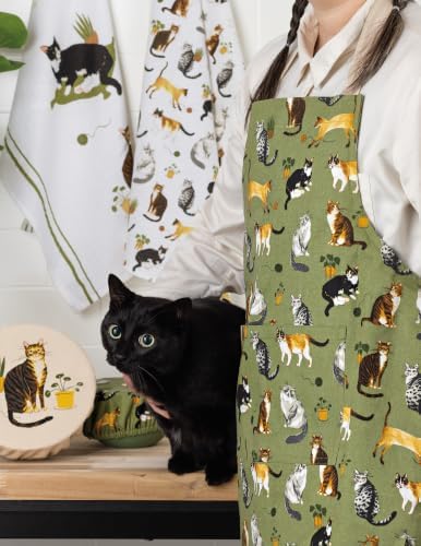 Now Designs Floursack Kitchen Towels Quick Dry Cotton Hand Towel Set, Cat - Image 5