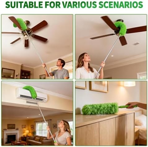 Cobweb Duster with Extension Pole, Washable Cleaning Duster Kit with 3 Duster - Image 5