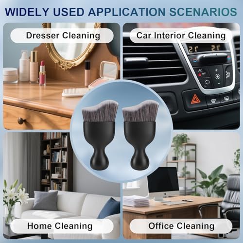 Amrules 2 Pcs Car Interior Detailing Brush Cleaning Tools, Dark Gray - Image 7