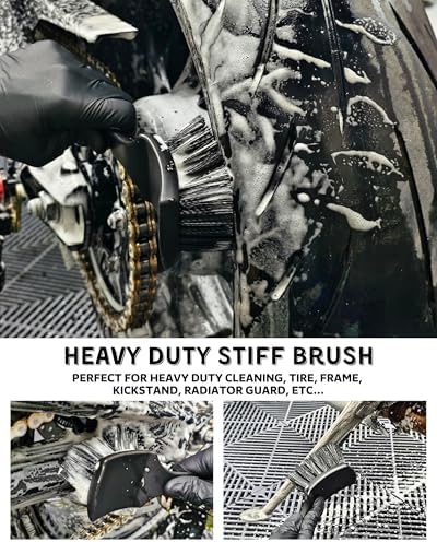 Motorcycle Cleaning Brush Kit 6 Pack, Easy Reach Brush, Chain Brush, Wool Wash - Image 2