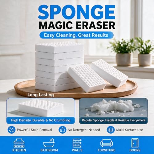 Waffle-Textured Magic Eraser Sponges, High-Density Melamine, 50 Pack - Image 5