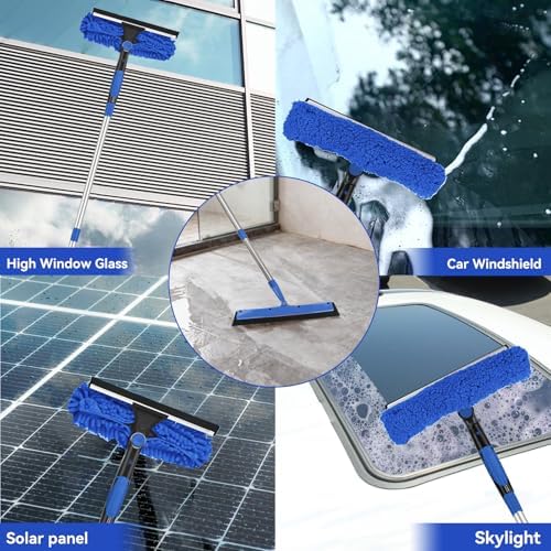 Window Squeegee Tool with Extension Pole: 20+ Feet Microfiber Scrubber Window - Image 5