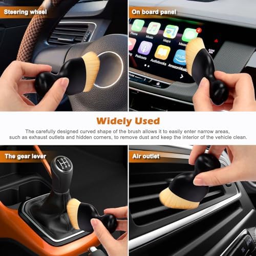 Car Interior Detailing Brush, Curved Design Car Cleaning Brush Dust Collectors - Image 4