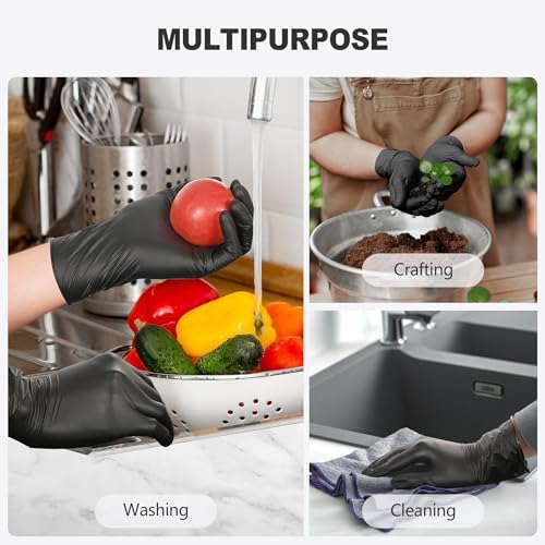 SWIFTLITE Black Vinyl Gloves, Food Grade Gloves Disposable Latex Free - Image 5