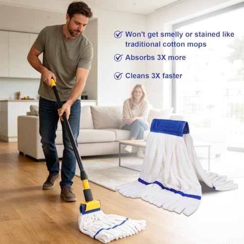 Heavy Duty Commercial Mop Head Replacement Microfiber Tube Mop Heads - Image 7