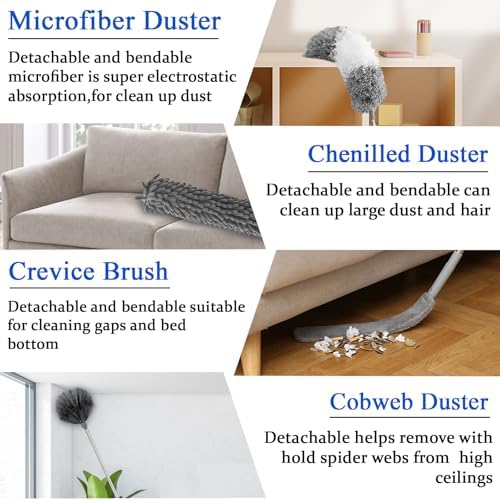 Dusters for Cleaning, Bendable Extendable Long Feather Duster for Cleaning Fan - Image 3