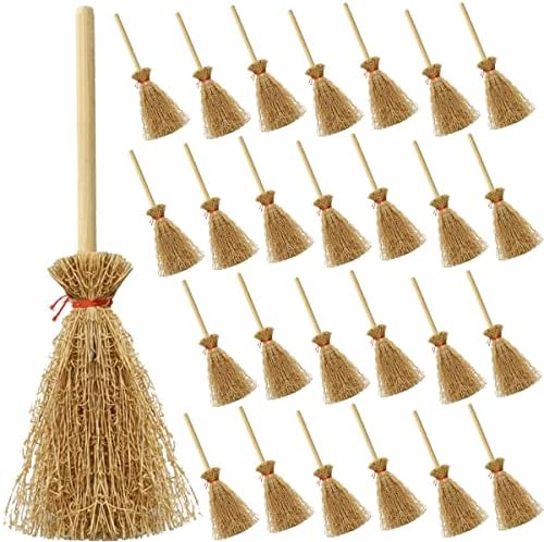 TIHOOD 30PCS Miniature Artificial Mini Straw Brooms by Tihood