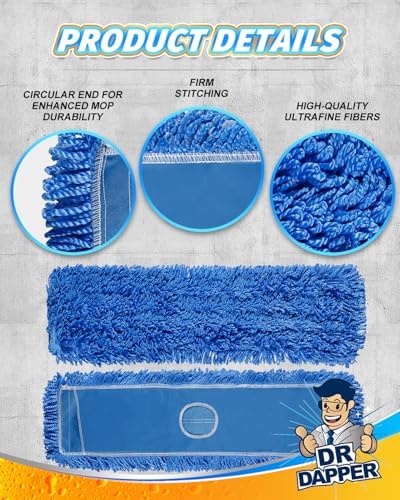 DR DAPPER 24 Inch Microfiber Dust Mop Head Medium Washable Commercial 4 PCS - Image 4