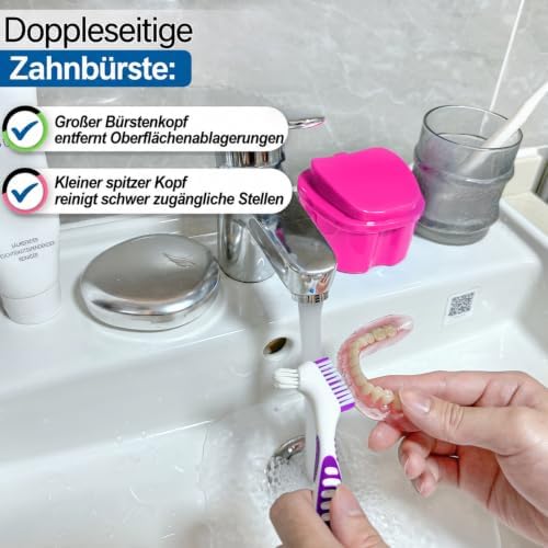 2 Pack Colors Denture Bath Case Cup Retainer Cleaner Holder Case False Teeth - Image 5
