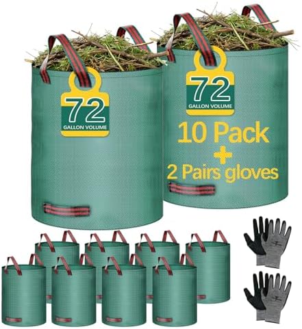 10 Pack 72 Gallon leaf bags reusable yard waste bags lawn bags, Can stand 2 by Brandflagship
