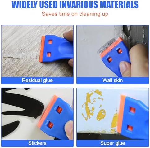 4 Pcs Plastic Razor Blade Scraper and 120 Pcs Blades, Remove Label Decal Tool - Image 4