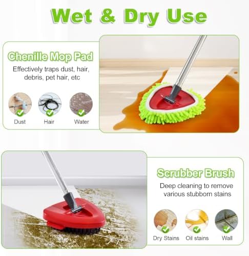 Mop Heads Spin Mop Handle Brush & Base Set Compatible - Image 5