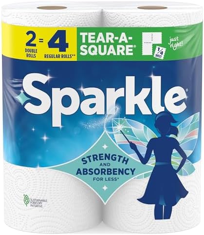 Sparkle Tear-A-Square Kitchen Paper Towels, 2 Double Rolls, 220 Sheets by Sparkle%C2%AE